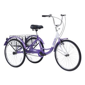 Adult Tricycle Trikes,3-Wheel Bikes,26 Inch Wheels Cruiser Bicycles with Large Shopping Basket for Women and Men