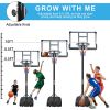 Portable Basketball Hoop Backboard System Stand Height Adjustable 6.6ft - 10ft with 44 Inch Backboard and Wheels for Adults Teens Outdoor Indoor Baske