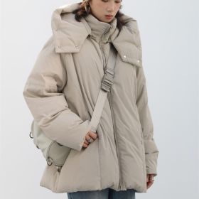 Casual Detachable Hooded 90 White Duck Down Jacket (Option: Khaki-L)