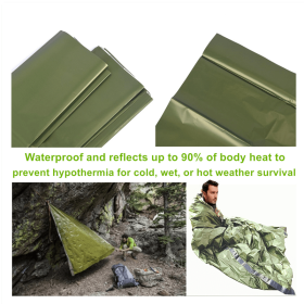 Portable Lightweight Emergency Sleeping Bag, Blanket, Tent - Thermal Bivy Sack For Camping, Hiking, And Outdoor Activities - Windproof And Waterproof (Option: Green-Tent)