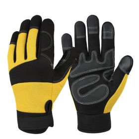 Climbing Tactical Full Finger Combat Riding Touch Screen Gloves Outdoor Roping Work Rocks Parkour Carabiners Rigging Grip (Color: Yellow, Gloves Size: L)