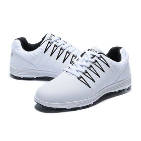 New Waterproof Golf Shoes Men Outdoor Spikes Golf Sneakers Big Size 39-44 Sport Golfing Shoes Men Athletic Sneakes (Color: White Black, size: 41)