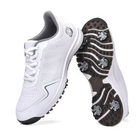 Breathable Golf Shoes Men Women Big Size 46 47 Golf Sneakers Men Outdoor Anti Slip Walking Shoes Luxury Athletic Sneakers (Color: Bai, size: 38)