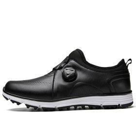 New Professional Golf Shoes Spikeless Golf Sneakers Outdoor Comfortable Walking Shoes Anti Slip Athletic Sneakers for Men (Color: Hei, size: 42)