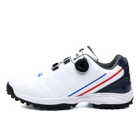 Waterproof Golf Shoes for Men Professional Golf Sneakers Outdoor Comfortable Walking Shoes Light Weight Athletic Sneakers (Color: BaiHong, size: 41)