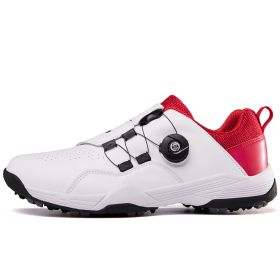 Professional Golf Shoes Spikeless Men Luxury Golf Sneakers Outdoor Comfortable Walking Shoes Anti Slip Athletic Sneakers (Color: BaiHong, size: 38)