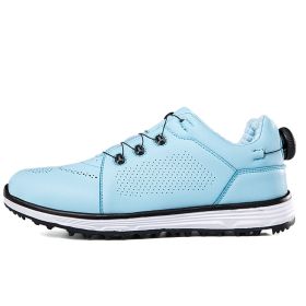 Professional Spikeless Golf Shoes Men Women Golf Sneakers Golfers Wears Outdoor Anti Slip Walking Shoes Ladies Athletic Sneakers (Color: Lan, size: 37)