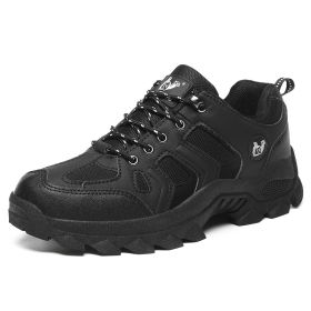 Waterproof Mens Hiking Sneakers Mountain Climbing Shoes Men Outdoor Trekking Sport Shoes Men Non-Slip Hunting Trekking Boots (Color: Black, size: 48)