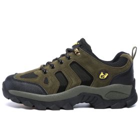 Waterproof Mens Hiking Sneakers Mountain Climbing Shoes Men Outdoor Trekking Sport Shoes Men Non-Slip Hunting Trekking Boots (Color: Army Green, size: 45)