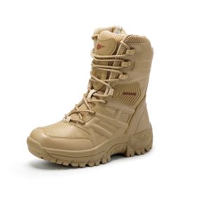 Comfort Beige Outdoor Hiking Boots Couple Men Trekking Shoes Women Big Size Military Tactical Boots For Men hiking sheos snow bo (Color: Sand -S203, size: 42)