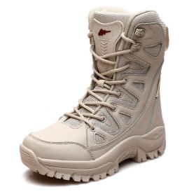 Comfort Beige Outdoor Hiking Boots Couple Men Trekking Shoes Women Big Size Military Tactical Boots For Men hiking sheos snow bo (Color: Beige -S208, size: 40)