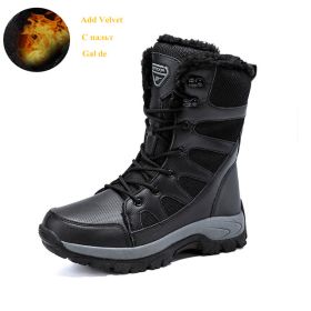 Comfort Beige Outdoor Hiking Boots Couple Men Trekking Shoes Women Big Size Military Tactical Boots For Men hiking sheos snow bo (Color: Black Fur -210, size: 38)