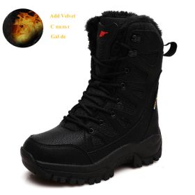 Comfort Beige Outdoor Hiking Boots Couple Men Trekking Shoes Women Big Size Military Tactical Boots For Men hiking sheos snow bo (Color: Black Fur -S208-1, size: 41)