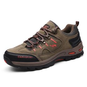 High Quality Men Hiking Shoes Autumn Winter Brand Outdoor Mens Sport Trekking Mountain Boots Waterproof Climbing Athletic Shoes (Color: Khaki, size: 39)