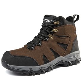 Men's Outdoor Hiking Shoes Mountaineer Climbing Sneakers Waterproof Tactical Hiking Shoes Men Camping Walking Boots (Color: Auburn, size: 46)