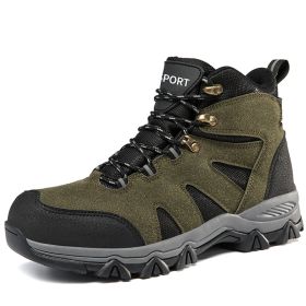 Men's Outdoor Hiking Shoes Mountaineer Climbing Sneakers Waterproof Tactical Hiking Shoes Men Camping Walking Boots (Color: Green, size: 40)