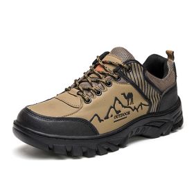 Outdoor Trekking Shoes Men Hiking Shoes Waterproof Non Slip Climbing Camping Trekking Men Sneakers (Color: Gold, size: 40)