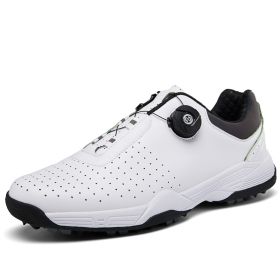 New Waterproof Golf Shoes Men Luxury Golf Sneakers Outdooor Anti Slip Walking Shoes for Gofers Anti Slip Athletic Sneakers (Color: Bai, size: 37)