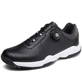 New Waterproof Golf Shoes Men Luxury Golf Sneakers Outdooor Anti Slip Walking Shoes for Gofers Anti Slip Athletic Sneakers (Color: Hei, size: 39)