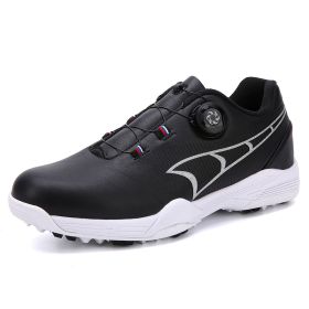 Professional Golf Shoes Men Spikeless Golf Sneakers for Men Outdoor Anti Slip Walking Shoes Waterproof Athletic Sneakers (Color: Hei, size: 37)