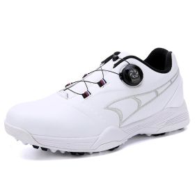 Professional Golf Shoes Men Spikeless Golf Sneakers for Men Outdoor Anti Slip Walking Shoes Waterproof Athletic Sneakers (Color: Bai, size: 42)