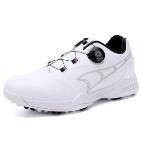 Professional Golf Shoes Men Spikeless Golf Sneakers for Men Outdoor Anti Slip Walking Shoes Waterproof Athletic Sneakers (Color: Bai, size: 38)