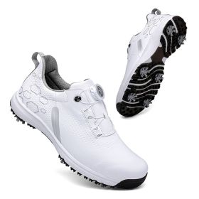 New Luxury Golf Shoes for Men Women Breathable Golf Sneakers Outdoor Comfortable Walking Shoes Anti Slip Athletic Sneakers (Color: Bai-2, size: 37)